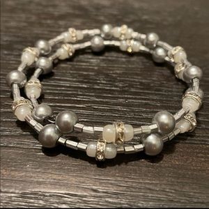 Wire beaded wrap around bracelet